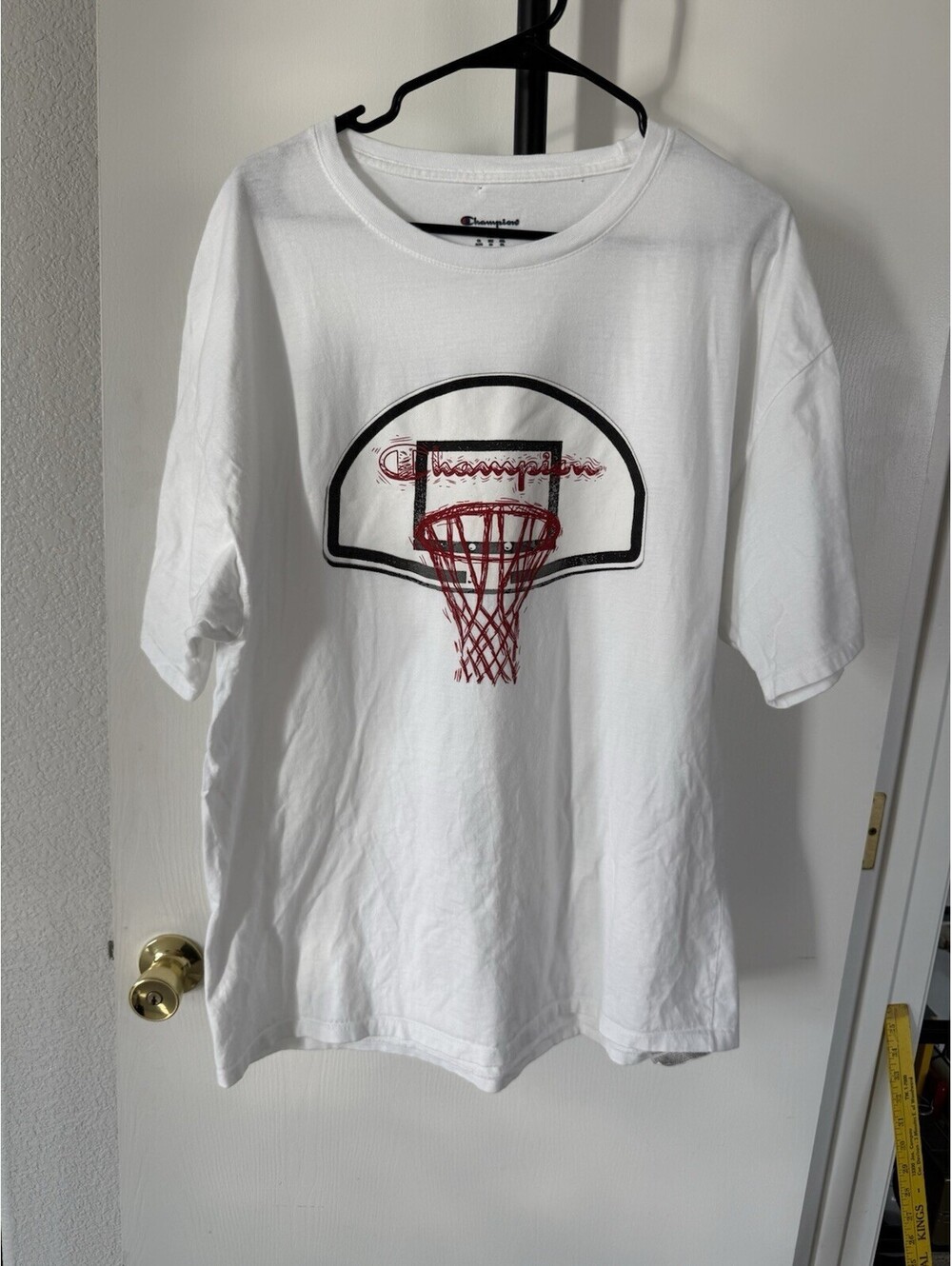 Champion Men’s XL White Basketball Hoop Graphic T-Shirt Streetwear